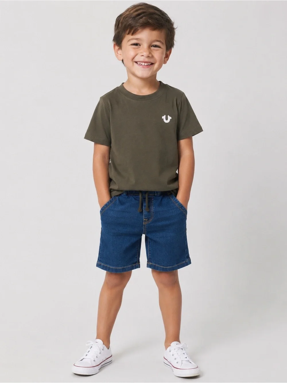 True Religion Boys T-Shirt & Denim Shorts Set Size Small Little Kid NWT